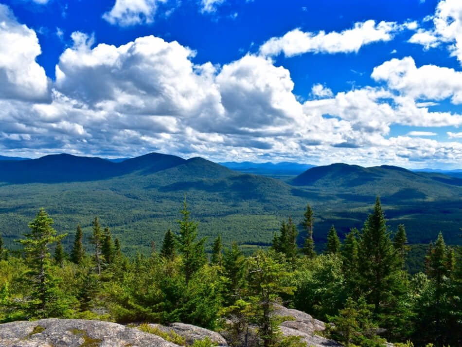 view from baldface mountain in summer