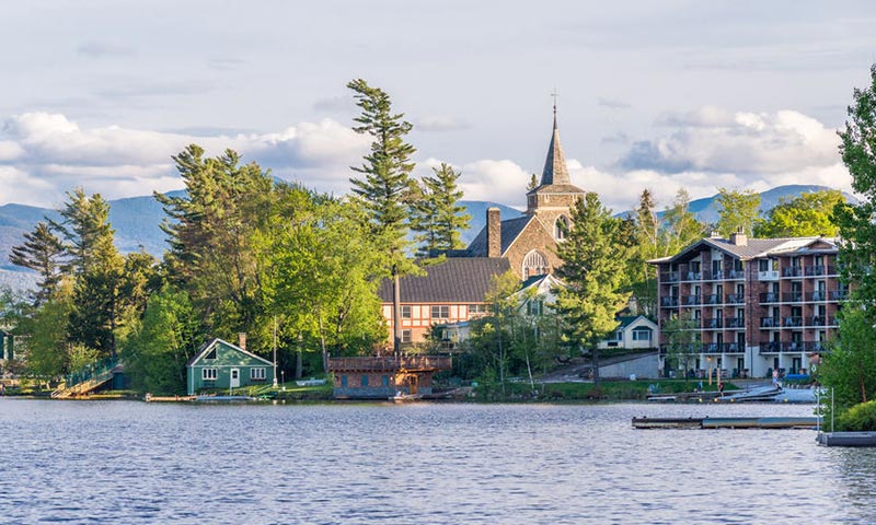 View of buildings from Lake